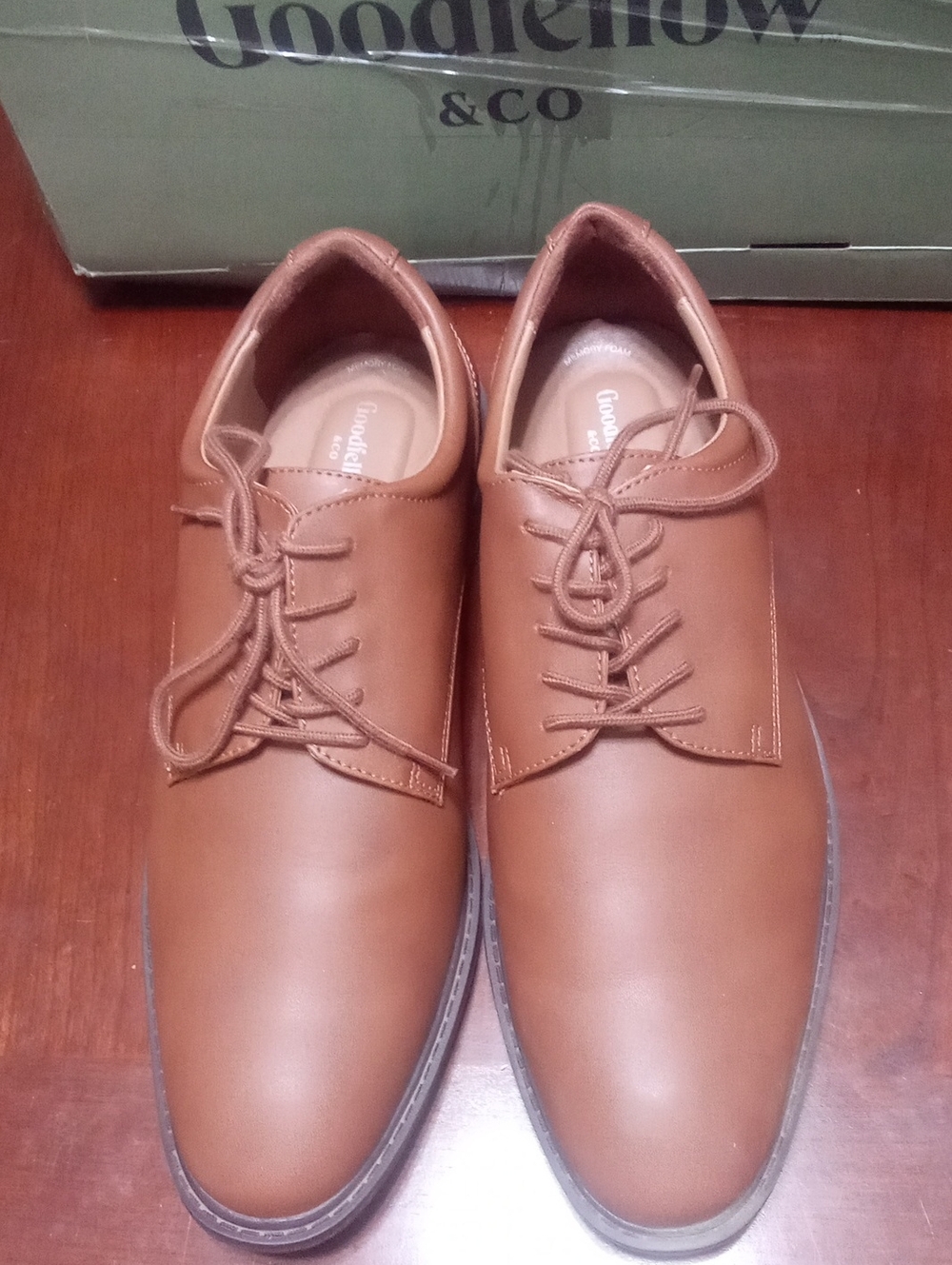 Goodfellow & Co Men’s Tan Derby Shoes Size 10 Customer Return In Box Memory Foam